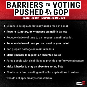 18K views · 404 reactions | Republicans are putting up barriers to voting almost like they're allergic to democracy. | MoveOn | Facebook