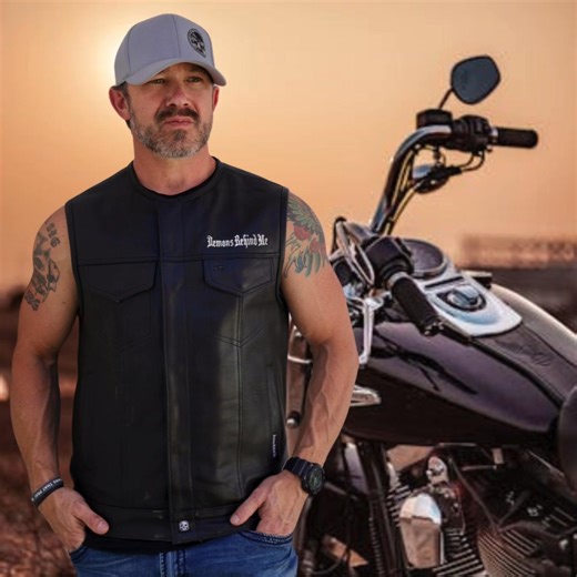 Introducing the first-of-its-kind Demons Behind Me Embroidered Black Leather Riding Vest. Crafted from luxurious cowhide leather, this vest delivers unmatched comfort and durability. Featuring a heavy-duty zip and button closure, snap side and chest pockets, and hidden snap gun pockets for secure concealed carry. Key Features: ✔️ Classic black, premium cowhide leather ✔️ Four exterior pockets for on-the-go storage ✔️ Two interior concealed carry pockets ✔️ One-panel back for smooth comfort and e
