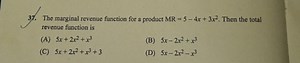 The marginal revenue function for a product \mathrm { MR } = 5 ... | Filo