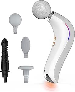 Massage Gun-Mini Massage Gun Deep Tissue Pocket Sized Percussion Muscle Massager Gun for Back Neck Muscle Relieve, Upgraded Attachment Design, Portable & Ultra Small & Quiet,Gift for Men Women,White