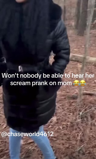 Mom's Hilarious Scream Prank in the Woods