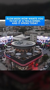 Elon Musk has announced the opening of Tesla Diner in Hollywood, California. With two 45-foot screens, 80 Superchargers, and an extensive menu, the Tesla Diner is ready to take your order. #tesla #elonmusk #technews | Digital Trends