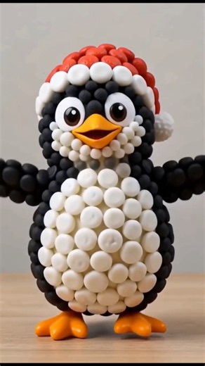 🐧🍊 Chocolate, Gummies & Marshmallows Turned Into a CUTE Penguin! 😍 #shorts #candyart