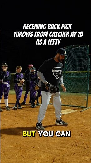 How to receive back pick throws from catcher as a lefty. #1stbase #softball