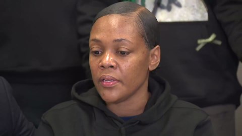 Tucker's mother, Ashley Green, speaks to the media.