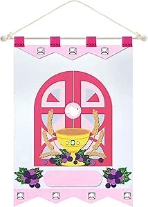 First Communion Banner Kit 9 x 12 Inches Felt Holy Grapes Craft 1st Communion Banner Kit for Church Sunday School Boys Girls DIY Catholic(Cute)