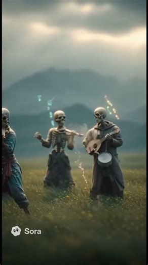 Alien-Human Hybrid Skeleton Musicians #sora2