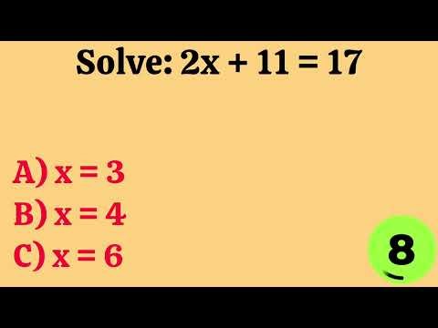 20 Linear Equation Questions with Answers | Algebra MCQ Quiz for Students