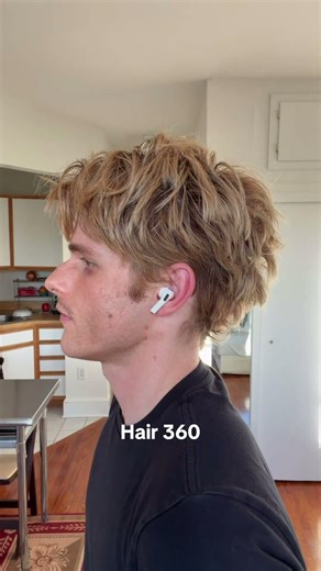 Men’s messy middle part hair 360