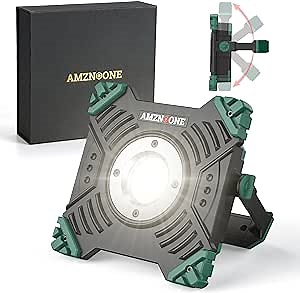 AMZNOONE LED Work Light 6000LM, Cordless LED Work Light with IP65 Waterproof, Li-ion Rechargeable Worklight, Outdoor Indoor Under Hood Magnetic Work Light