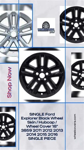 SINGLE Ford Explorer Black Wheel Skin / Hubcap / Wheel Cover 18" 3859 2011 2012 2013 2014 2015 20...