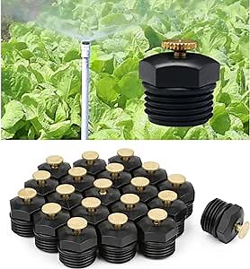 20 Pcs Drip Sprinkler Nozzles for Garden Irrigation, 1/2 inch Misting Spray Heads Mister Nozzle 360 Degree Micro Spray Emitter for Drip Irrigation System