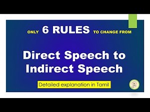 Direct Speech to Indirect Speech | 6 rules | Reported Speech | Grammar | in Tamil
