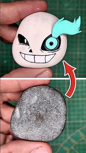 I painted Sans from Undertale on a stone 🪨