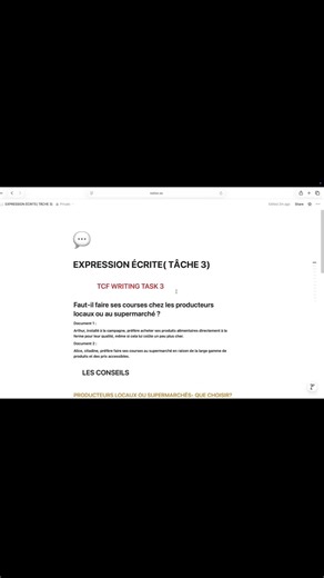 TCF WRITING TASK 3 – CLEAR STRUCTURE FOR HIGHER SCORE In TCF Writing Task 3, structure is the key to success. In this video, I explain how to organize Task 3 step by step so your ideas are clear, logical, and easy for the examiner to follow. A good structure helps you: ✔️ present your opinion clearly ✔️ organize your arguments ✔️ give simple examples ✔️ avoid confusion and repetition ✔️ improve coherence and score better You don’t need very advanced vocabulary. What matters most is: \t•\ta clear