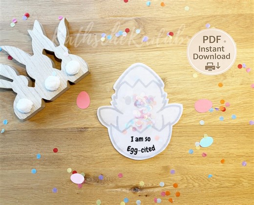 Egg-cited Easter Shaker Card Printable | Funny Spring Money Gift DIY Template - Etsy