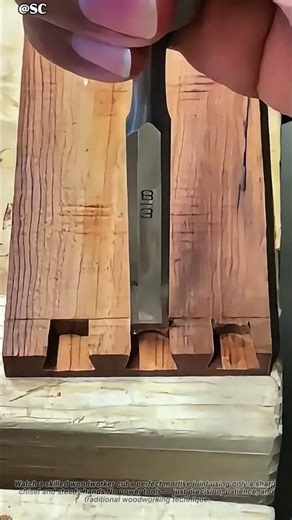 Perfect Mortise Cut by Hand with a Chisel 🔨 Satisfying Woodworking