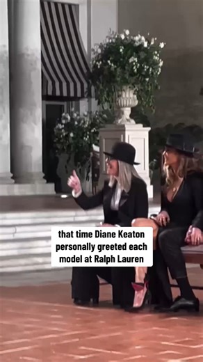Oh, to have been cheered on by Diane Keaton. 🥺 Erin Fitzpatrick captured this sweet moment during the Ralph Lauren runway show in 2022. | E! News