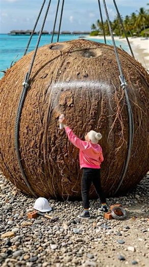 90yo Grandma Turning a Massive Coconut Shell Into a Luxury Maldives Lounge! 🥥🏝️
