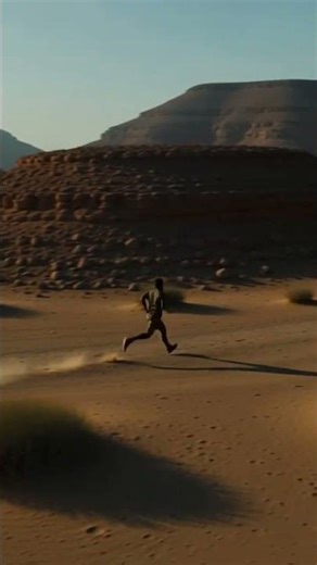 man running in desert ai