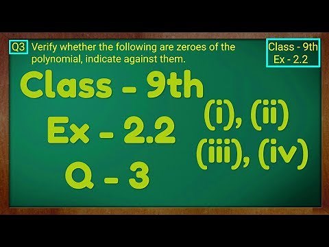 Class - 9th, Ex - 2.2, Q 3 (i),(ii),(iii),(iv) ( POLYNOMIALS ) Maths CBSE NCERT