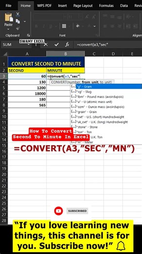 Excel Trick: Seconds to Minutes Instantly ⏱️