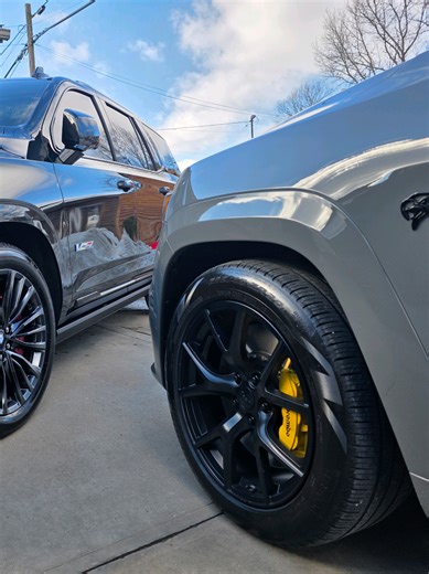 What's better than a 700hp SUV?... Two! #trackhawk #EscaladeVSeries #jeep #Cadillac #performance