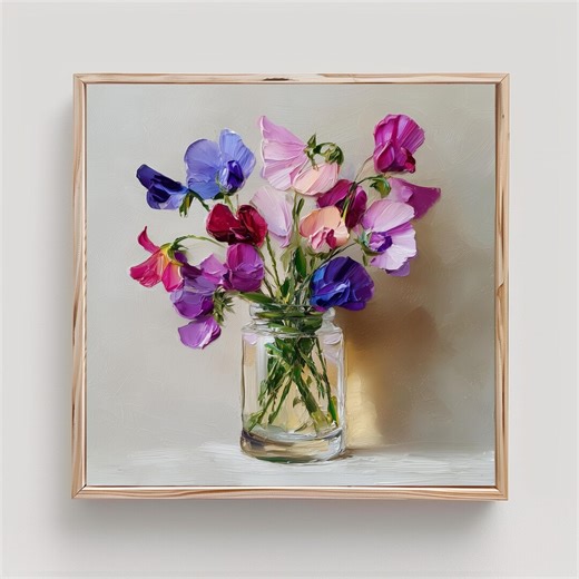 Sweet Pea Bouquet Print From an Original Impasto Oil Painting - Etsy