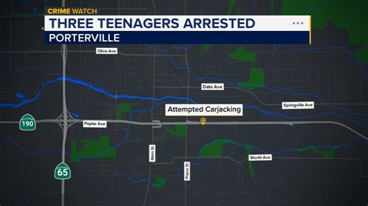 Three teens arrested in attempted carjacking in Porterville