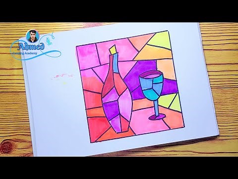 رسم تكعيبي || رسم تكعيبي سهل || رسم المدرسة التكعيبية || رسم الاسلوب التكعيبي || 3