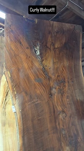 Beautiful curly Walnut dining sized slab went into inventory for us to build you a table out of! This one isn't available for DIY. | Live Edge Hardwoods