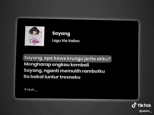 Lagu Sayang Opo Kowe Krungu - Lirik Via Vallen