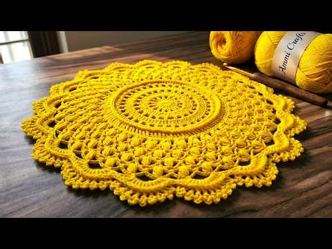 💛 BEAUTIFUL & EASY 💛 Crochet Design Tutorial for Beginners (Doily, Rumal, Placemat) Lesson 438