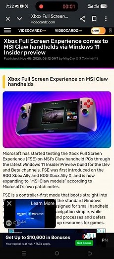 Xbox Full Screen Experience comes to MSI Claw handhelds