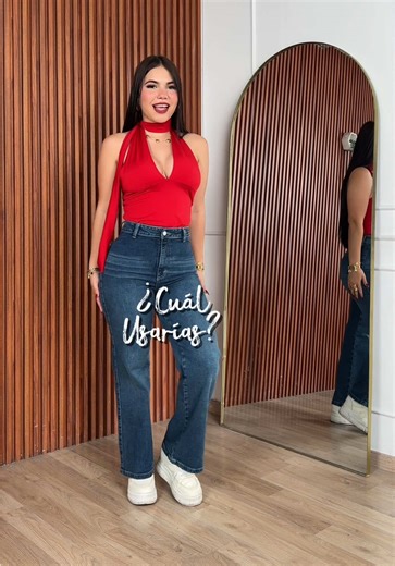 ¿Culotte o Flare jeans? 🤔 Ambos modelos de tiro alto 💗 #peru #culottejeans #flarejeans #gamarra