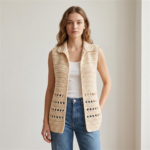 Patron de gilet au crochet PDF facile Gilet sans manches bohème pour femmes Haut d'été adapté aux débutants Tutoriel gilet fait main - Etsy France