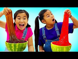 Jannie and Emma Make Watermelon Chocolate Slime | How to Make Slime for Kids - Videos For Kids