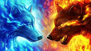 Water And Fire Wolf Live Wallpaper - WallpaperWaifu