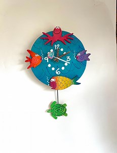 Fish Pendulum Wall Clock,unique Clock,handmade Clock,sealife Wall Clock,beach House Decor,ocean Wall Decor,ocean Decor, Fish Art - Etsy