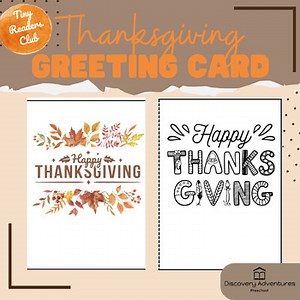 "Thank You" Thanksgiving Card – Printable Student Gift or Coloring Activity