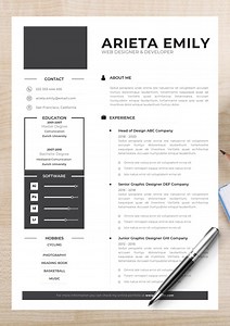 Professional CV Resume Template Easy-to-edit Canva Format - Etsy
