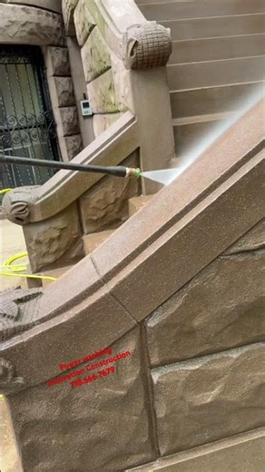 Pressure Washing a NYC Brownstone Stoop Back to Life |Innovation Construction