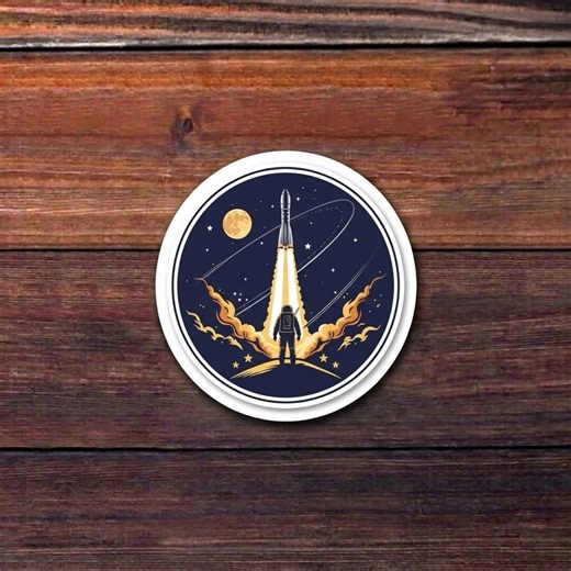 Astronaut Rocket Launch Sticker, NASA Space Mission Decal, Lunar Exploration Vinyl, Astronaut Art Gift, Space Program Laptop Decor Decal - Etsy