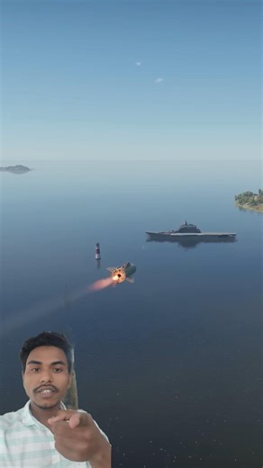 Avion naval Italiano Harrier AV8B+ lanzando misil AGM65 a portaaviones Baku. No real #jet #missile