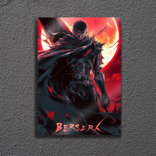 Guts Berserk Metal Poster, Dark Fantasy Anime Decor, Black Armor Warrior Wall Art - Etsy