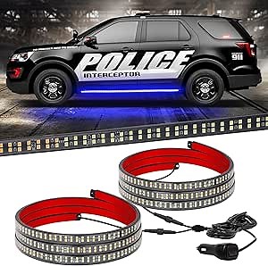 XRIDONSEN 2PCS 60 inch Blue Running Board Emergency Lights Strip 720 LED Strobe Lights Flashing Warning Safety First Responder Light for Police Firefighter Vehicles Ambulance Trucks Pickup SUV