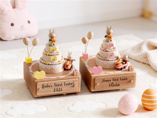 Engraved Bunny Easter Music Box:castle in the Sky Melody, Easter Gift for Kids - Etsy