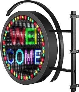 WiFi LED Sign With High Resolution P4 , Double-sided Display, Outdoor Full Color LED Sign Programmable Scrolling Display Message Board Can Edit Text,Image, Video Display - Perfect Solution for Advertising - (Diameter Size 23.6 ") (P4)