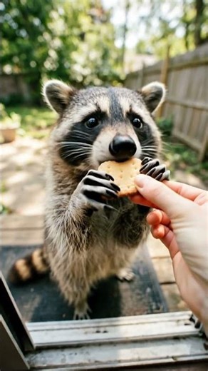 This Hungry Raccoon Eats Like a Human 😲