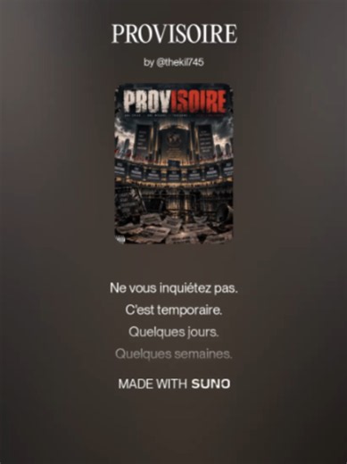 PROVISOIRE (SUNO IA) - rap trap musique générée par IA